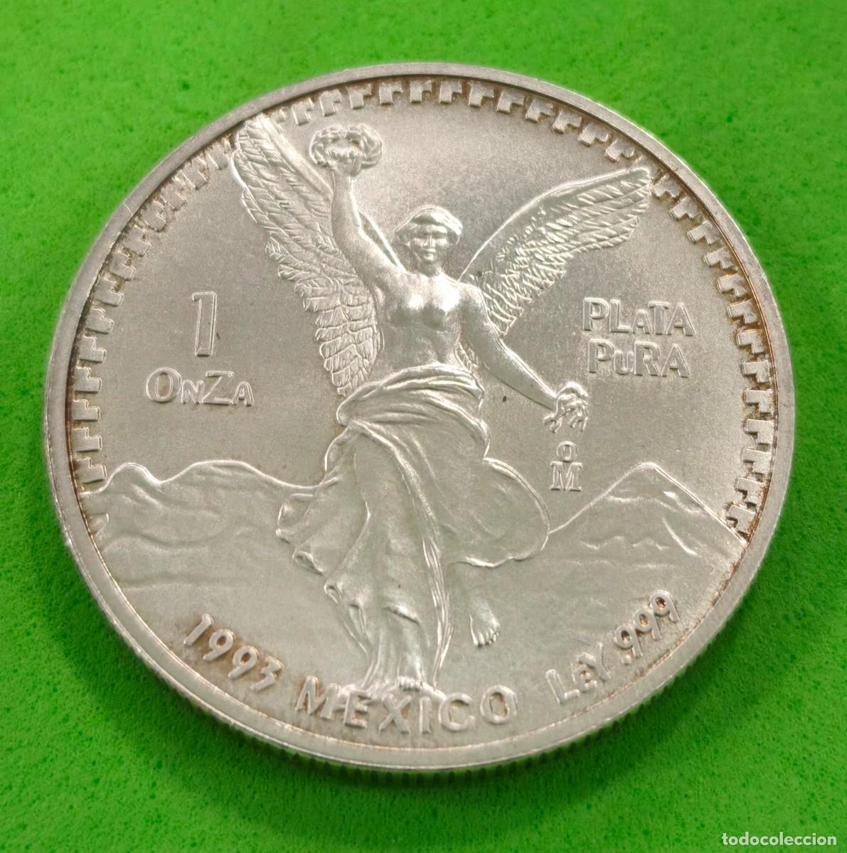 Alte M&uuml;nzen aus Amerika: MEXICO. A&Ntilde;O 1993. 1 ONZA PLATA LIBERTAD. PESO 31,10 GR