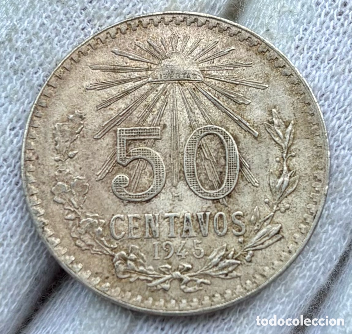 Monedas antiguas de Am&eacute;rica: Moneda PLATA M&Eacute;XICO 50 Centavos 1945 - Foto 1