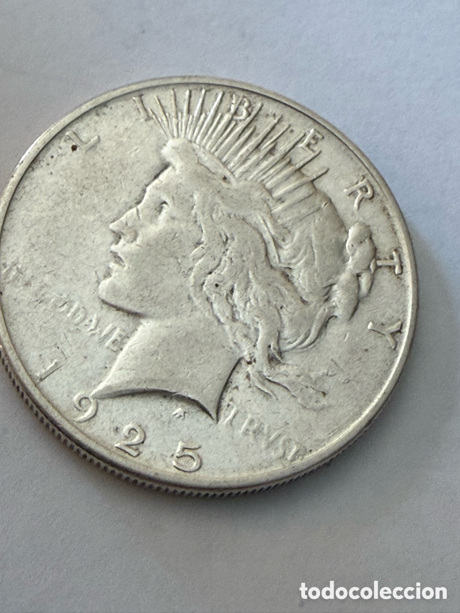 Monedas antiguas de Am&eacute;rica: un D&oacute;lar de la Paz (Peace Dollar) de plata de 1925 de los Estados Unidos