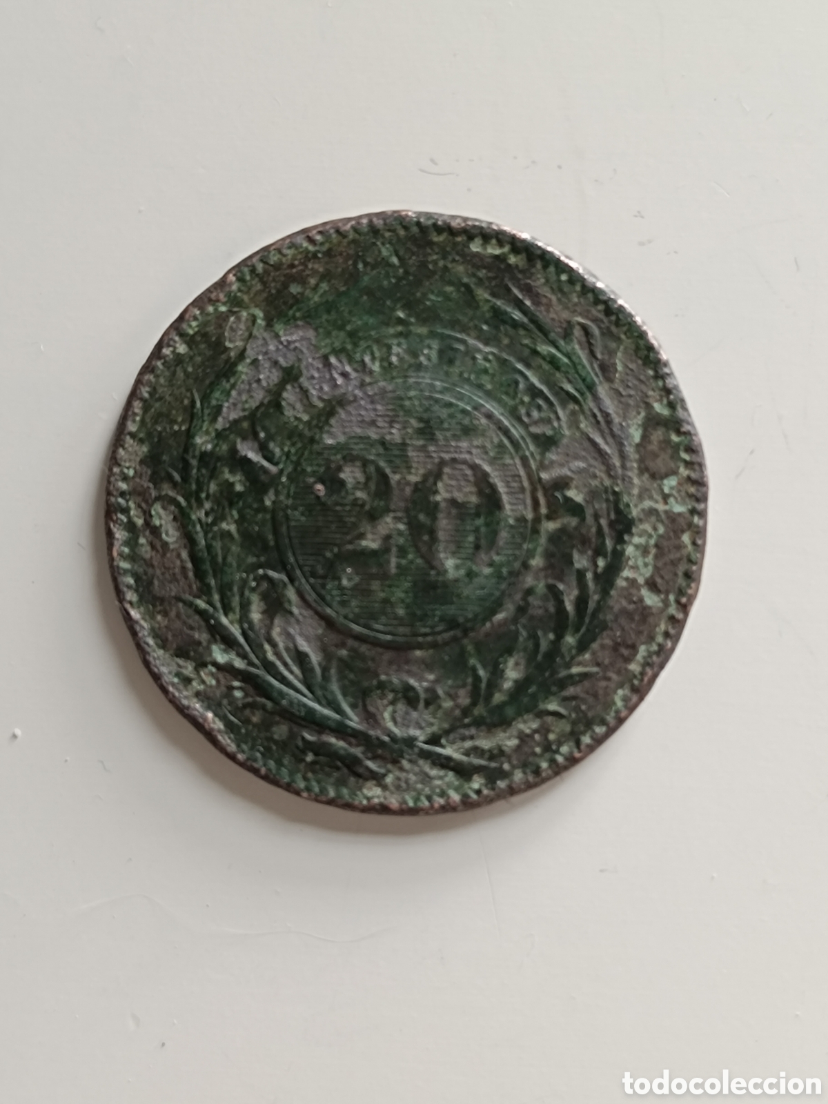 Monedas antiguas de Am&eacute;rica: 20 cent&eacute;simos Uruguay 1857 - Foto 2