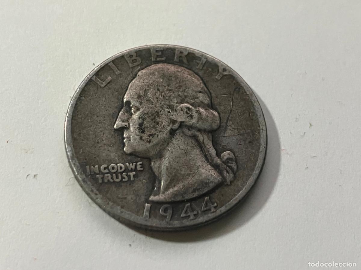 Monedas antiguas de Am&eacute;rica: Moneda plata Estados Unidos 1944 - 25 centavos Washington Quarter