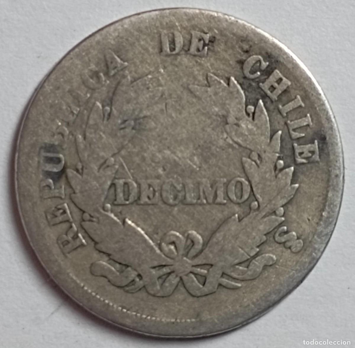 Monedas antiguas de Am&eacute;rica: Moneda de Chile 1 d&eacute;cimo de 1880 de plata - Foto 2