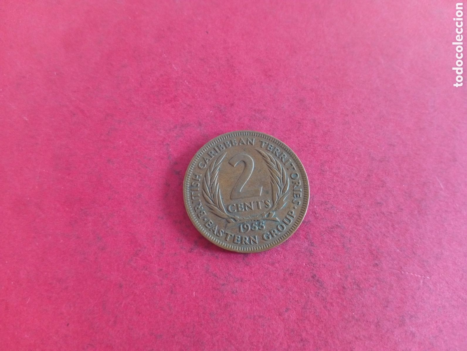 Monedas antiguas de Am&eacute;rica: 2 cents Caribe brit&aacute;nico 1955