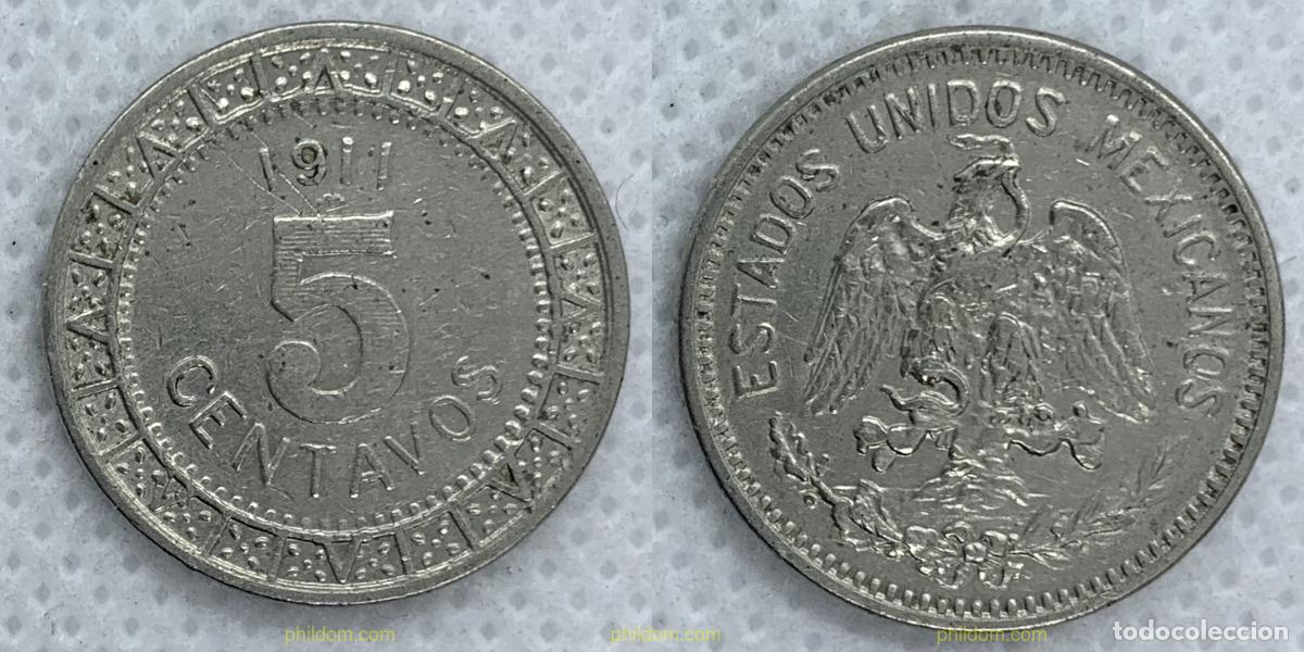 Monedas antiguas de Am&eacute;rica: 2503 MEXICO 1911 MEXICO 5 CENTAVOS 1911