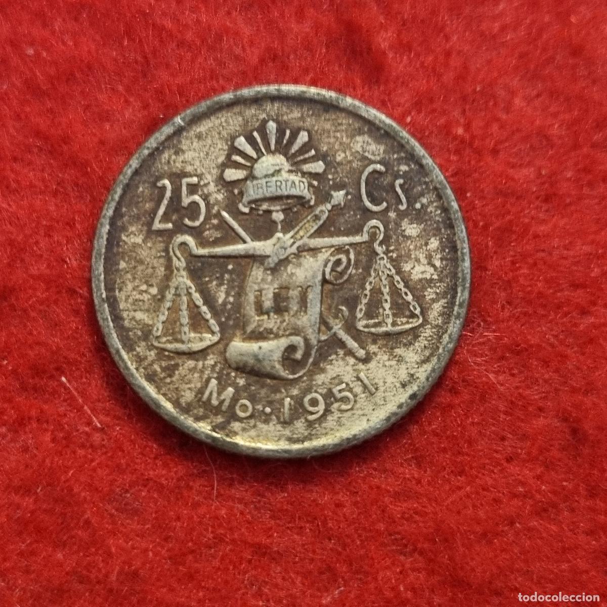 Moedas antigas da Am&eacute;rica: MONEDA MEXICO 25 CENTAVOS CENTIMOS 1951 PLATA ORIGINAL C1 A
