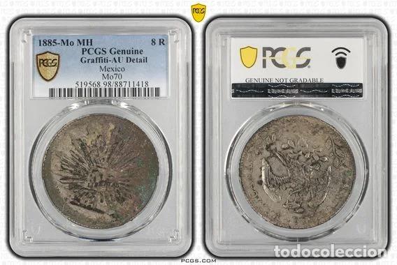 Monedas antiguas de Am&eacute;rica: 8 reales 1885 MoMH Chinese Ink Chopmark (PCGS)