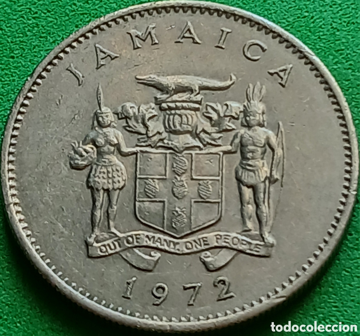 Monedas antiguas de Am&eacute;rica: Jamaica ten cents 1972 km#47 sin marca de ceca
