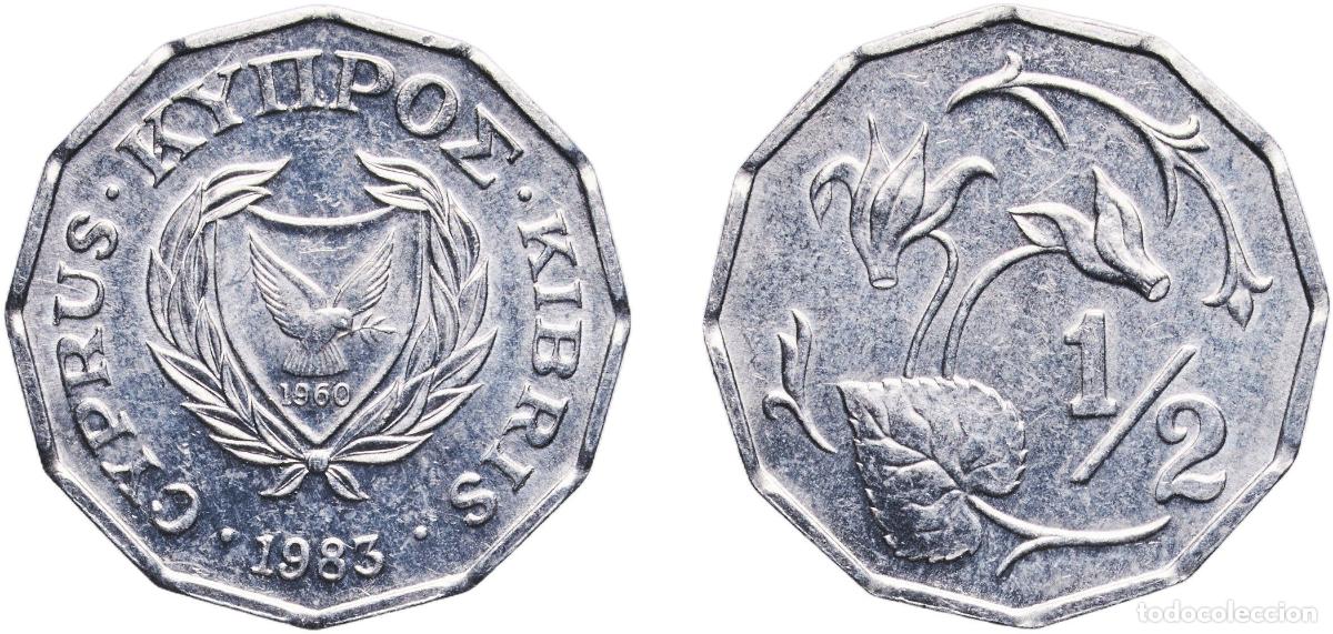 Monedas antiguas de Am&eacute;rica: Cyprus Republic 1983 &frac12; Cent Aluminium Royal Mint (10000000) 1.27g UNC KM 52