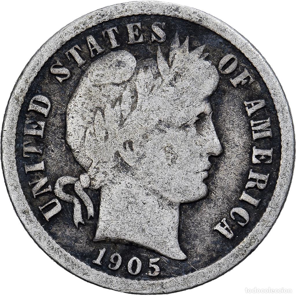Monedas antiguas de Am&eacute;rica: [#1167310] Estados Unidos, Dime, Barber Dime, 1905, San Francisco, Plata, BC+, KM:113