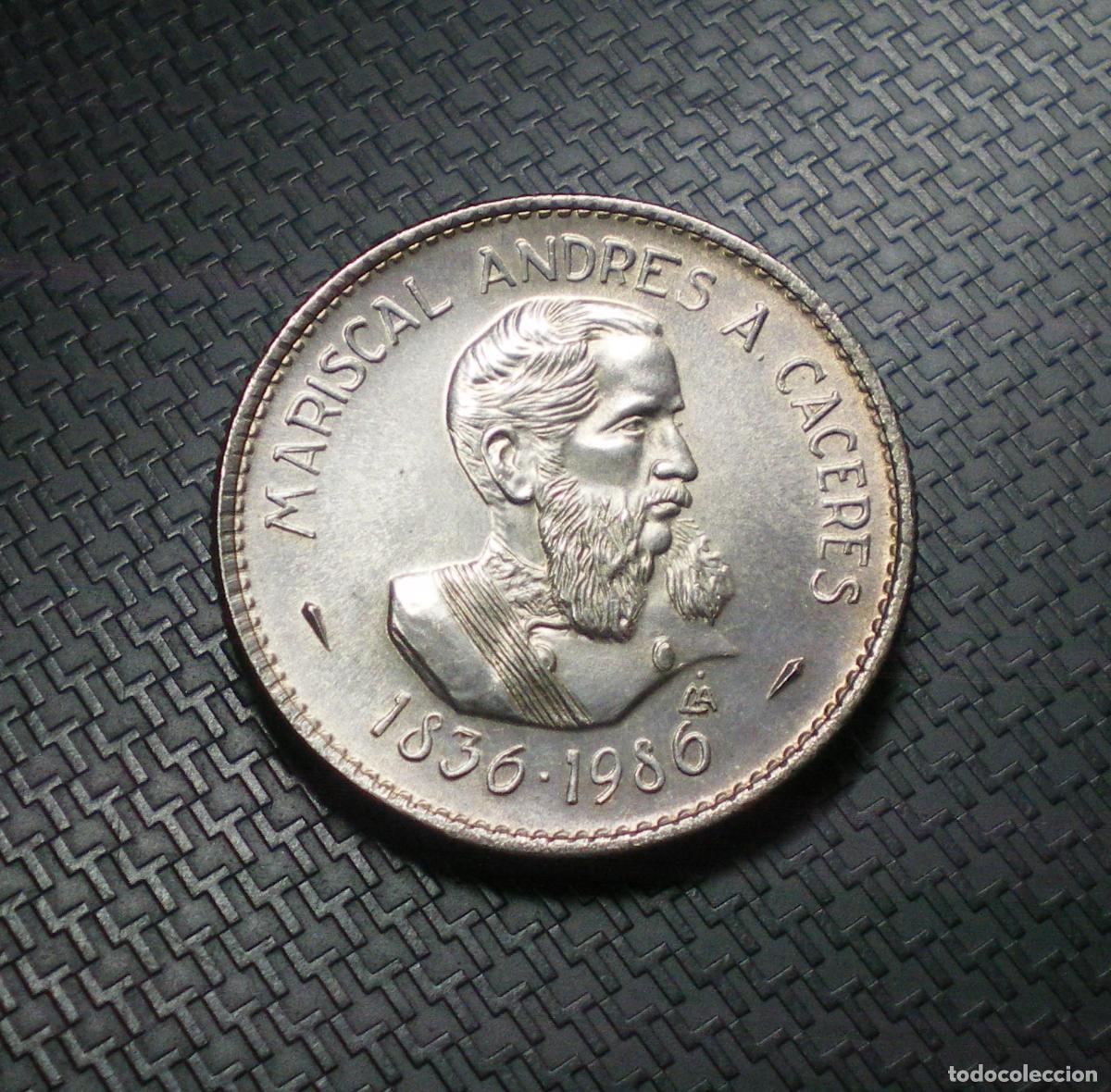 Monedas antiguas de Am&eacute;rica: PERU - 100 INTIS de PLATA - 1986 - MARISCAL ANDRES CACERES