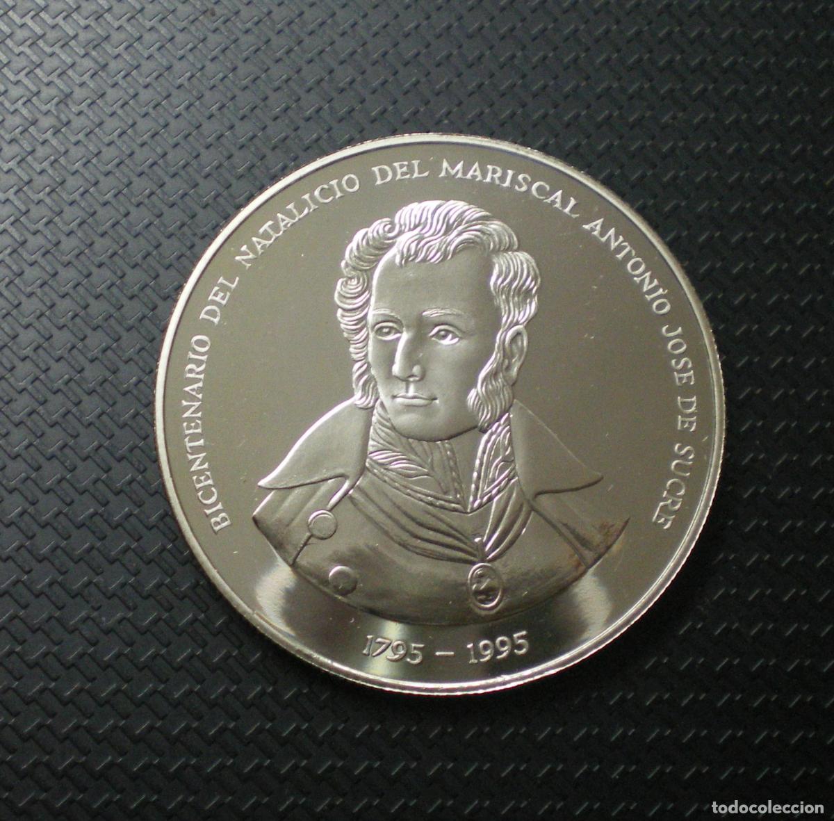 Monedas antiguas de Am&eacute;rica: VENEZUELA - MEDALLA de PLATA - 1995 - BICENTENARIO ANTONIO JOSE DE SUCRE - CAPSULA ORIGINAL