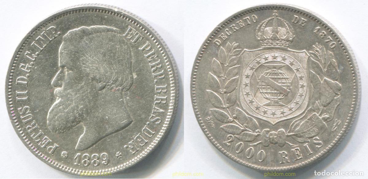 Monedas antiguas de Am&eacute;rica: 3085 BRASIL 1889 2000 REIS 1889 BRAZIL