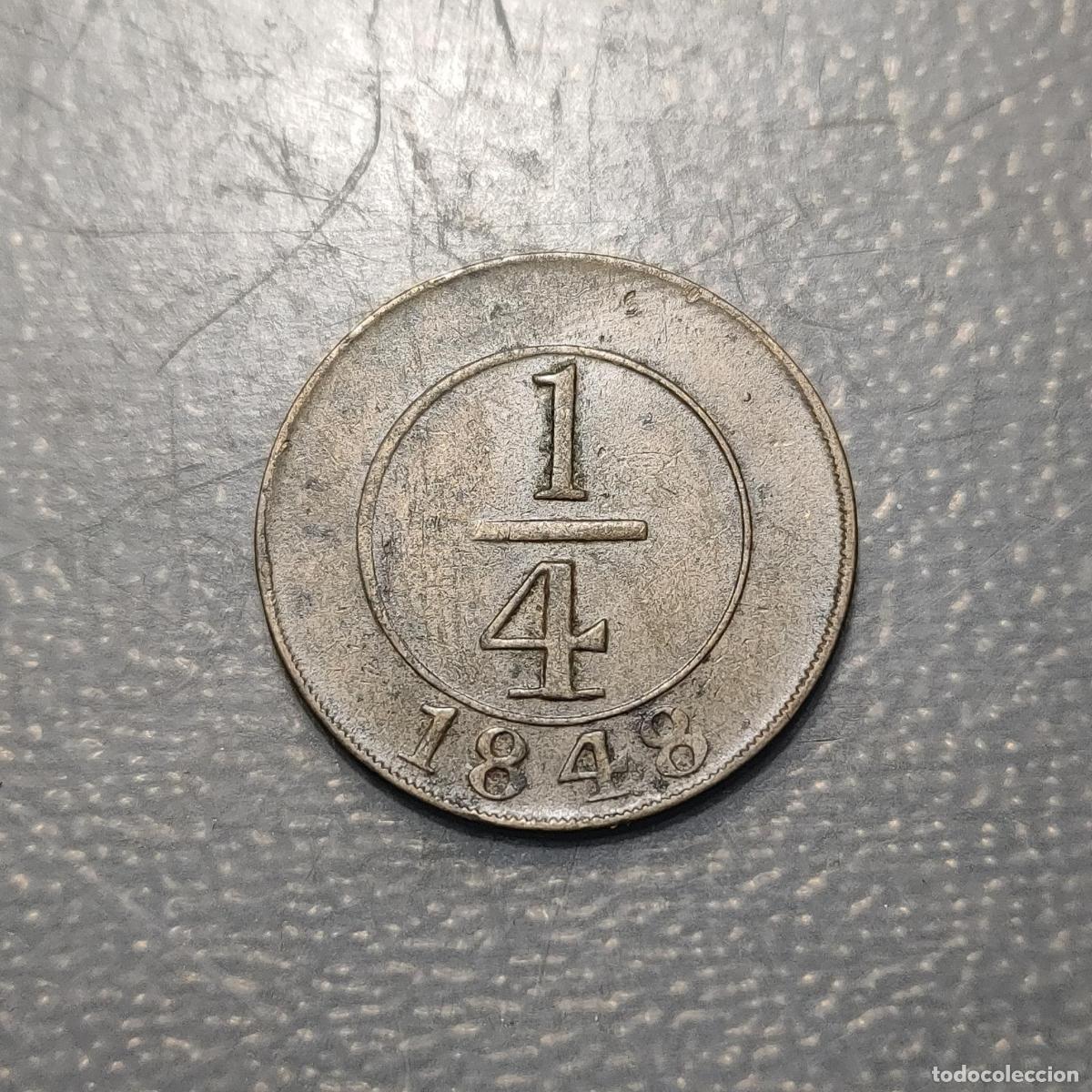 Monedas antiguas de Am&eacute;rica: REPUBLICA DOMINICANA 1/4 REAL 1848 MBC+