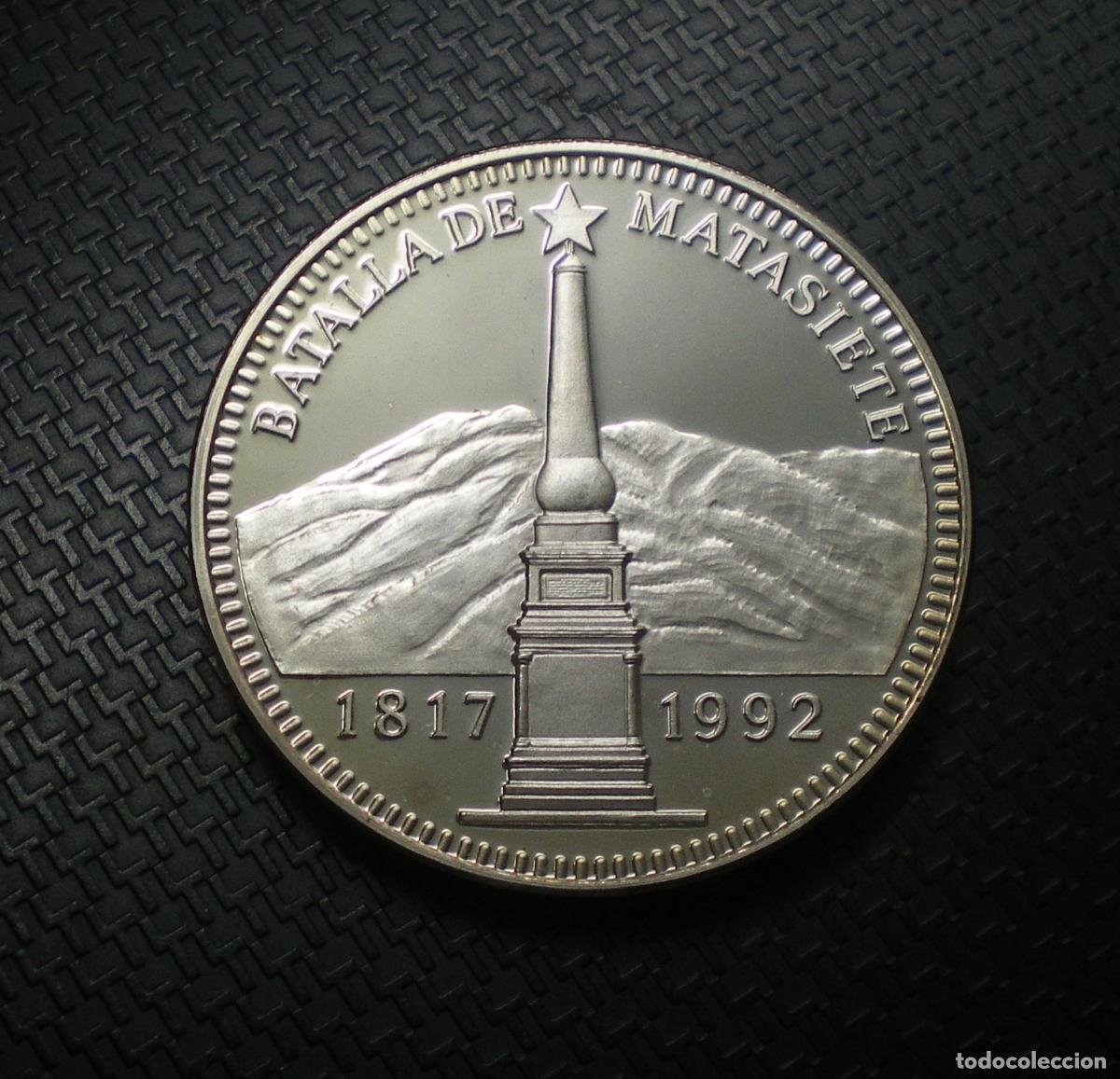 Monedas antiguas de Am&eacute;rica: VENEZUELA - 500 BOLIVARES de PLATA - 1992 - BATALLA DE MATASIETE - MUY RARA