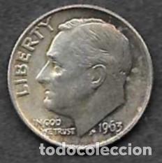 Monedas antiguas de Am&eacute;rica: MONEDA EE UU-1963- ROOSEVELT- PLATA- S/C. - (ERROR) - Foto 1