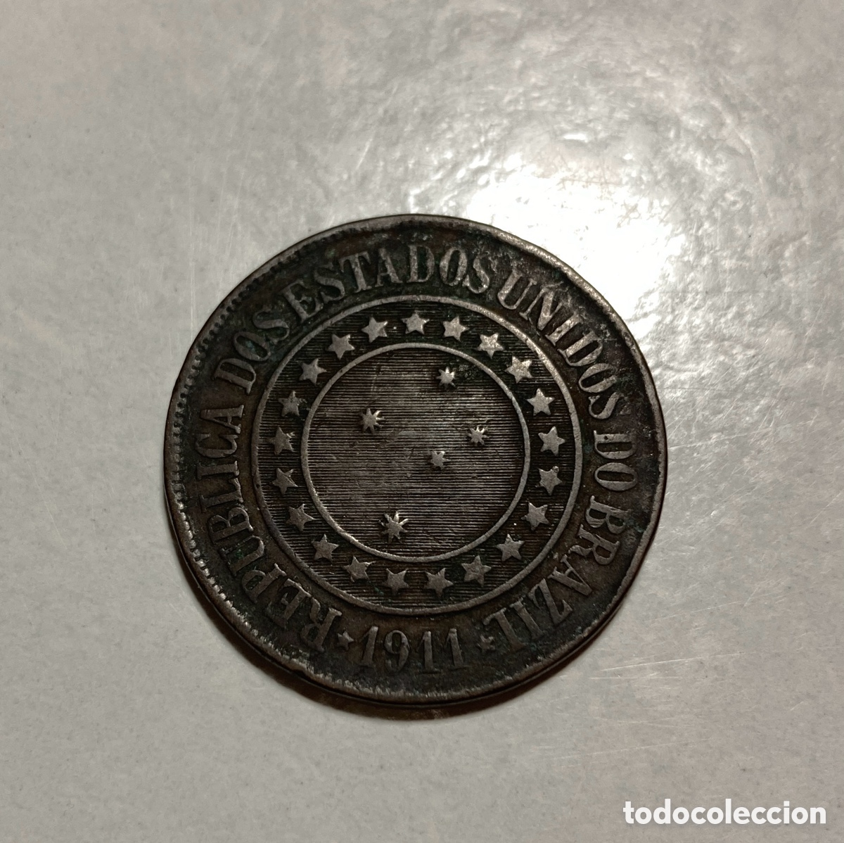 Monedas antiguas de Am&eacute;rica: 40 reis 1911. Estados Unidos do Brasil.