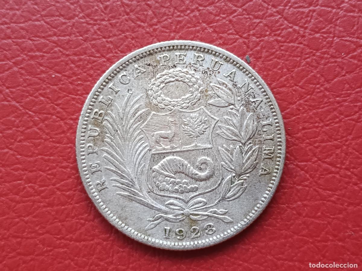 Monedas antiguas de Am&eacute;rica: Per&uacute;. Medio sol de plata de 1928 - Foto 2