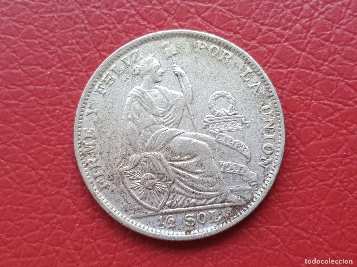Monedas antiguas de Am&eacute;rica: Per&uacute;. Medio sol de plata de 1928 - Foto 1