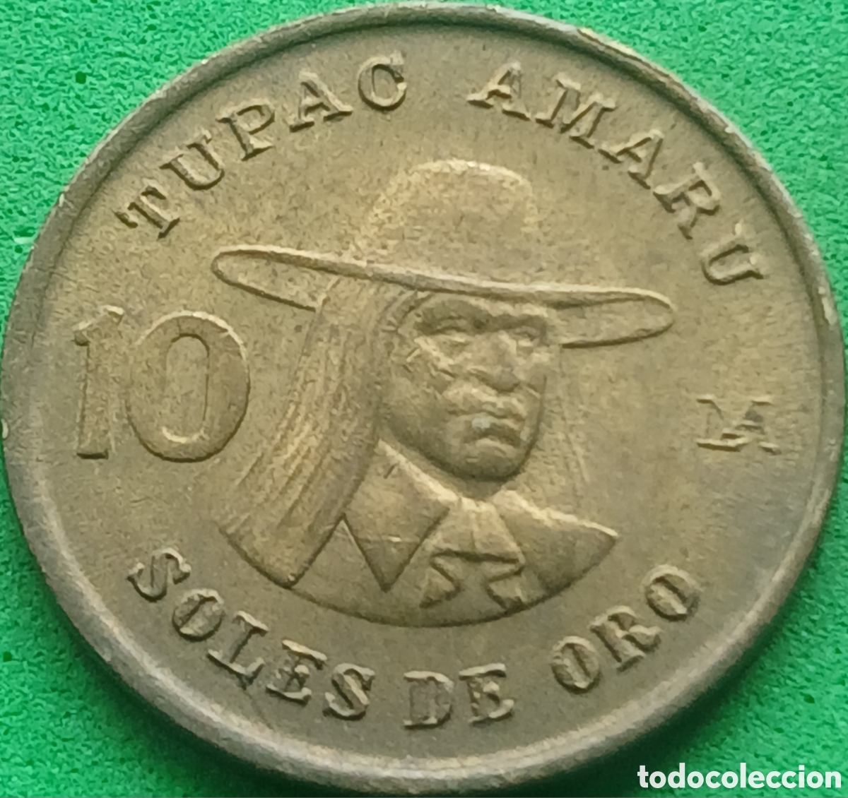 Monedas antiguas de Am&eacute;rica: Per&uacute; 10 soles de oro 1978 km#272 / armas grandes, c&iacute;rculo interno 18.1 mm.