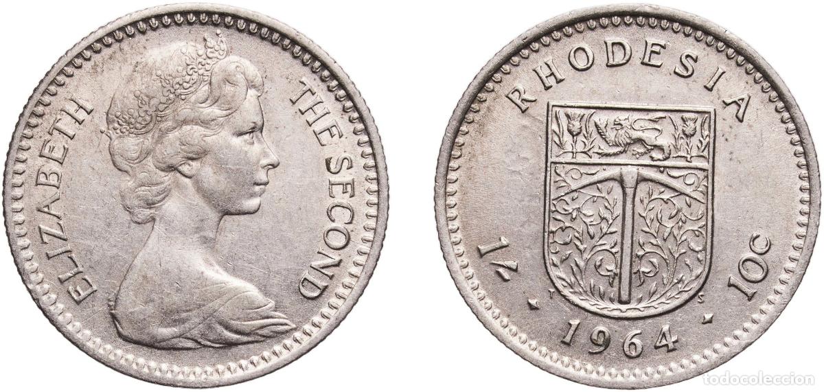 Monedas antiguas de Am&eacute;rica: Zimbabwe Rhodesia (1964-1979) British colony 1964 1 Shilling / 10 Cents - Elizabeth II (2nd portrai