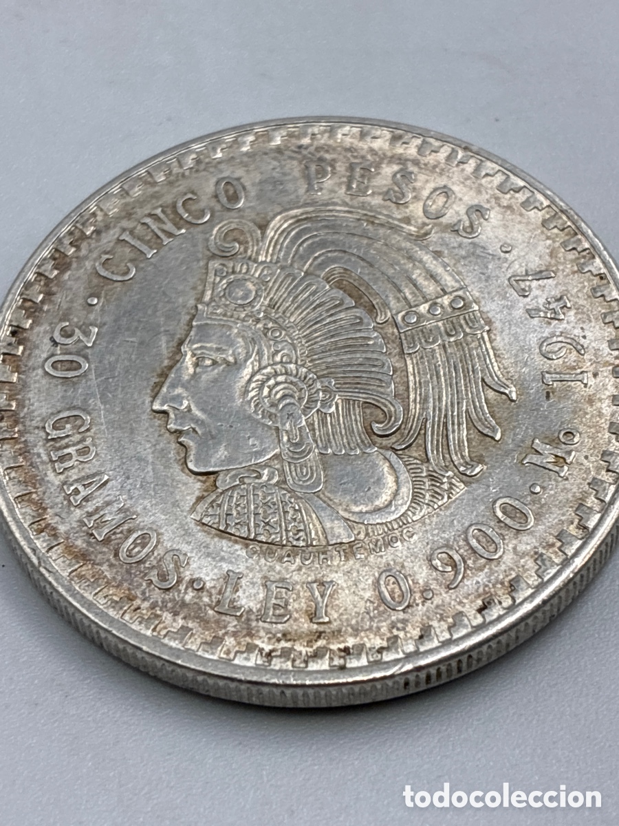 Old Coins of America: Moneda 5 Pesos Mexicanos 1948 PLATA 0.900.