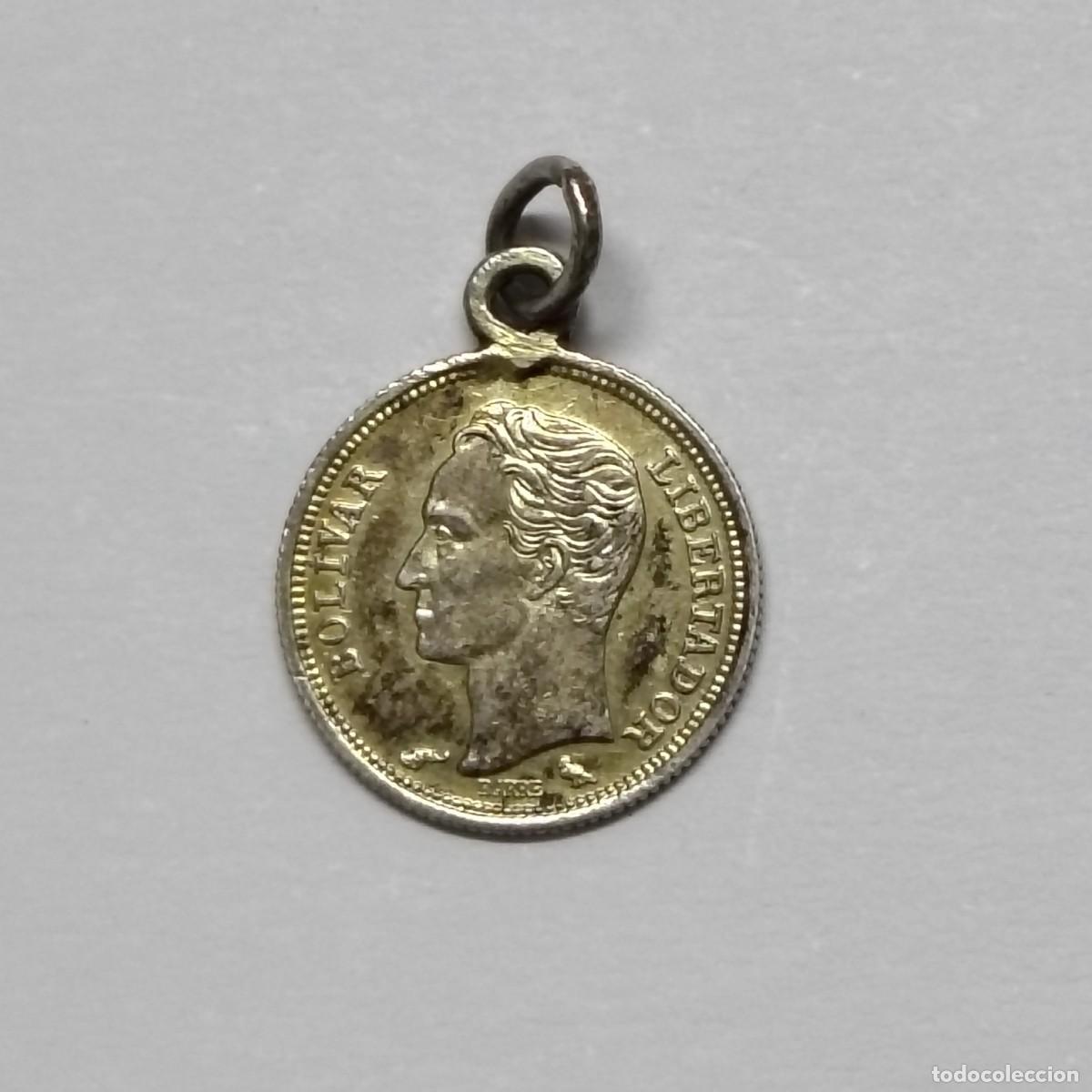 Monedas antiguas de Am&eacute;rica: Medalla Moneda Venezuela 25 Centimos 1960 Plata 835 Colgante Silver Coin Pendant