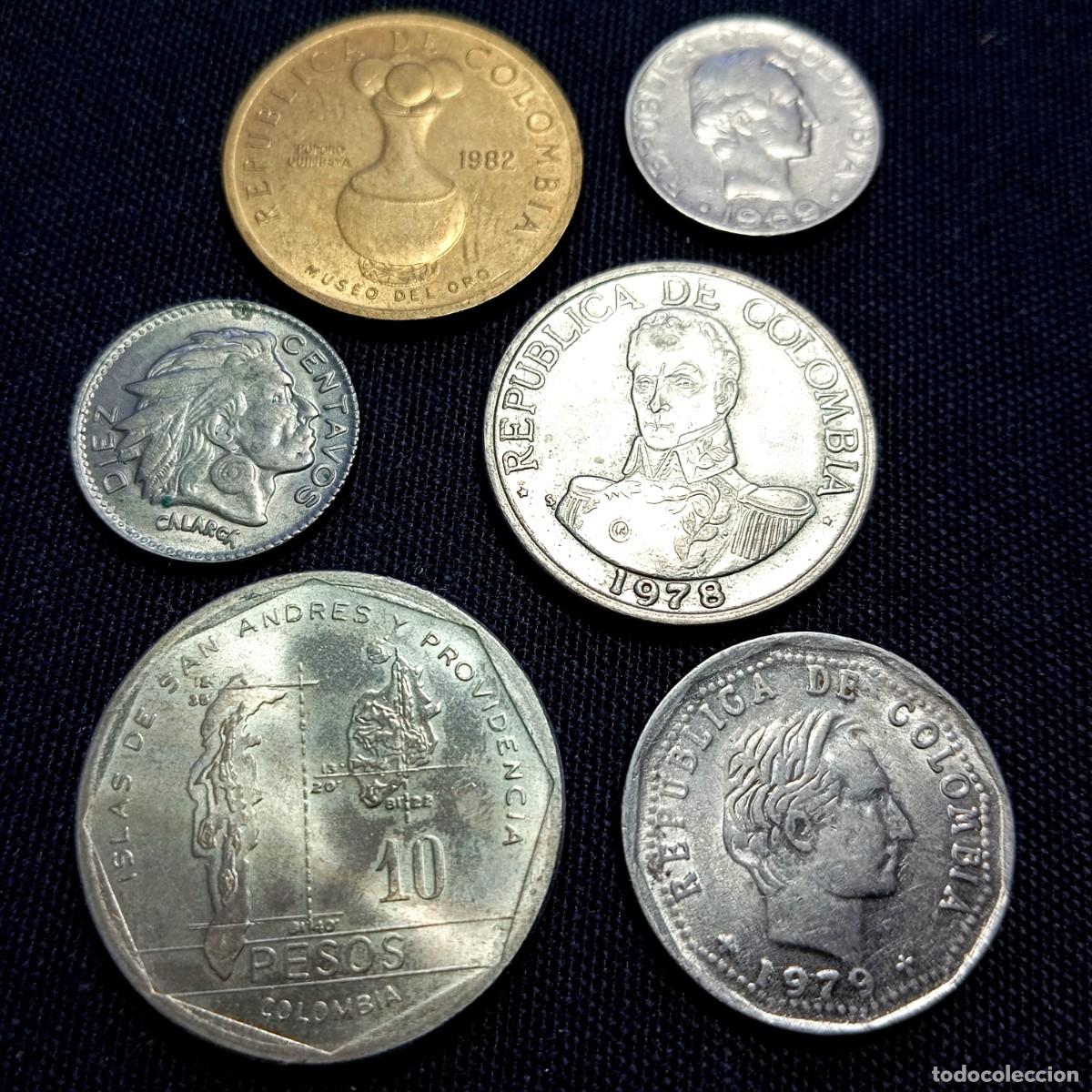 Monedas antiguas de Am&eacute;rica: ⚜️ K02 087. Colombia. Lote de 6 monedas diferentes. 33 g