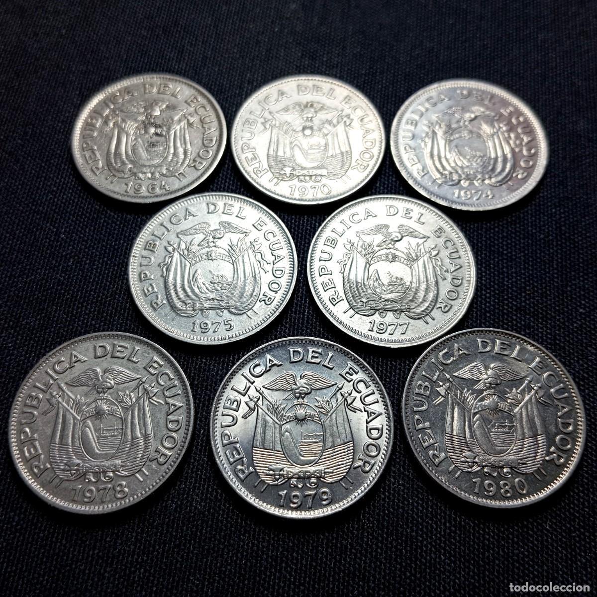 Monedas antiguas de Am&eacute;rica: ⚜️ K02 084. Ecuador. Lote de 8 monedas diferentes. 52 g
