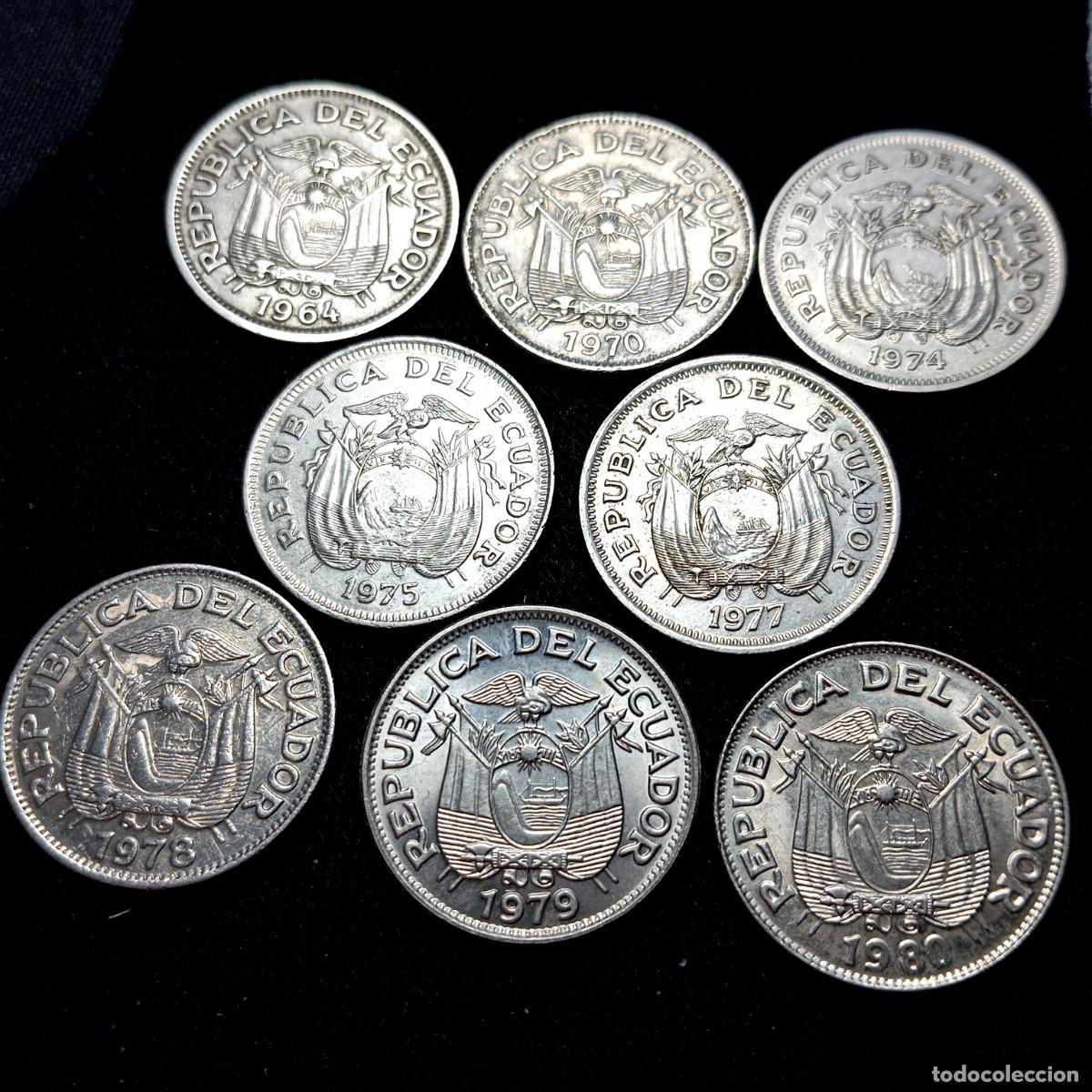 Monedas antiguas de Am&eacute;rica: ⚜️ K02 083. Ecuador. Lote de 8 monedas diferentes. 52 g