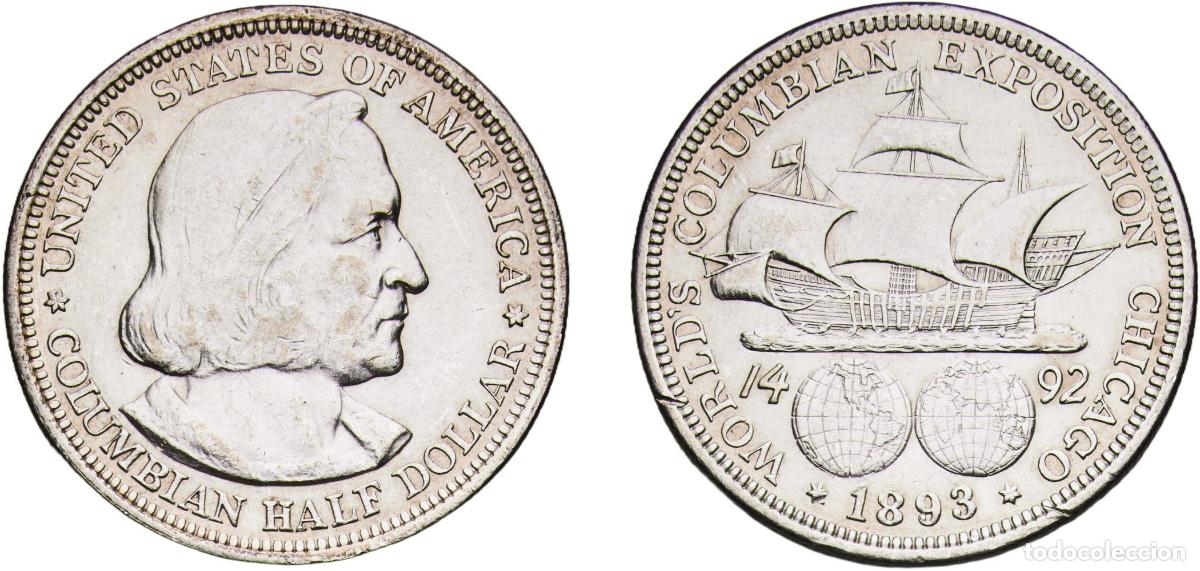 Monedas antiguas de Am&eacute;rica: United States Federal republic 1893 &frac12; Dollar (Columbian Exposition) Silver (.900) Philadelphia Mint