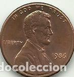 Monedas antiguas de Am&eacute;rica: 1 CENT EE.UU./ESTADOS UNIDOS/USA - 1986 - FOTOS