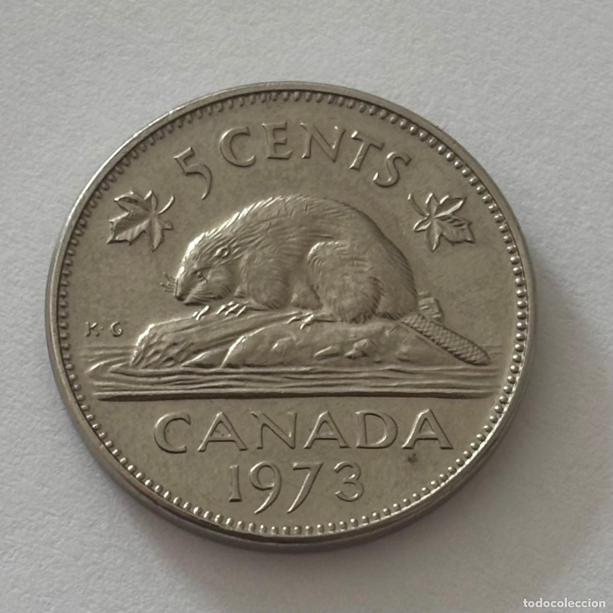 Monedas antiguas de Am&eacute;rica: MONEDA DE CANAD&Aacute; DE 5 CENTS 1973