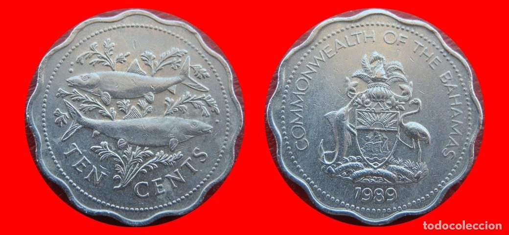 Monedas antiguas de Am&eacute;rica: 10 CENTAVOS CENTS CENTIMOS 1989 BAHAMAS-143586