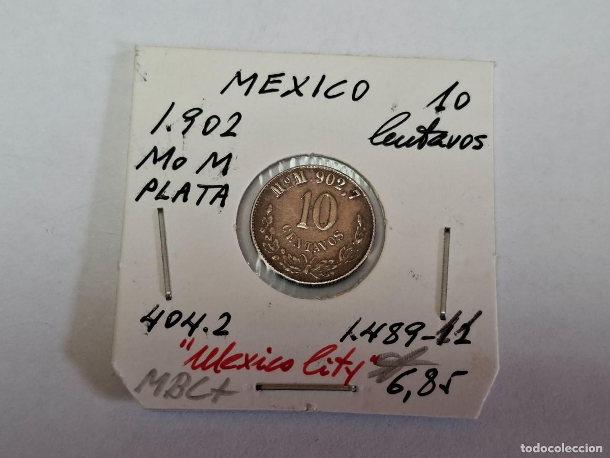 Monedas antiguas de Am&eacute;rica: 10 CENTAVOS de PLATA de 1902 Mo M Km 404.2 MEXICO en MBC+