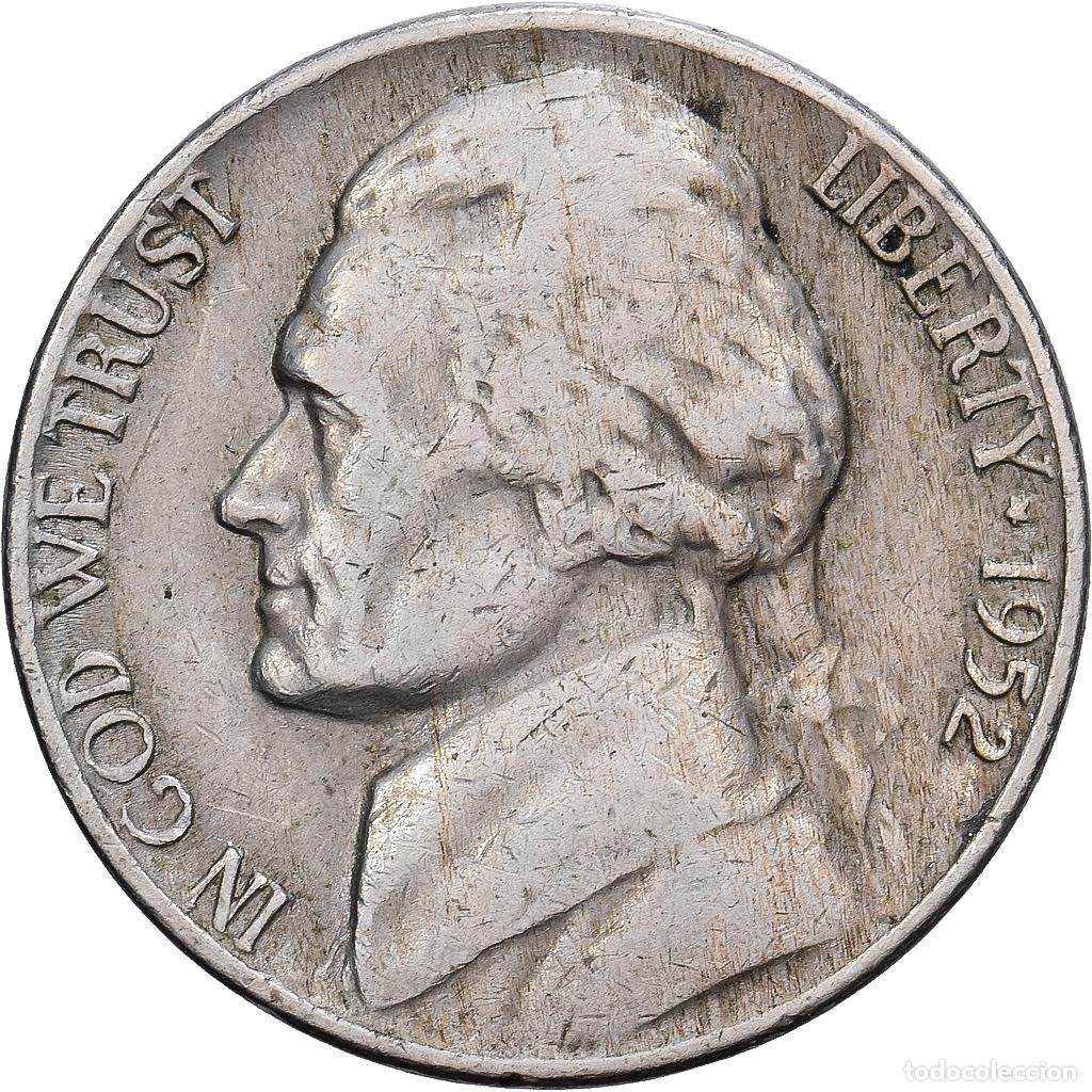Monedas antiguas de Am&eacute;rica: [#139518] Estados Unidos, 5 Cents, Jefferson, 1952, Philadelphia, Cupronickel, BC+, KM:192