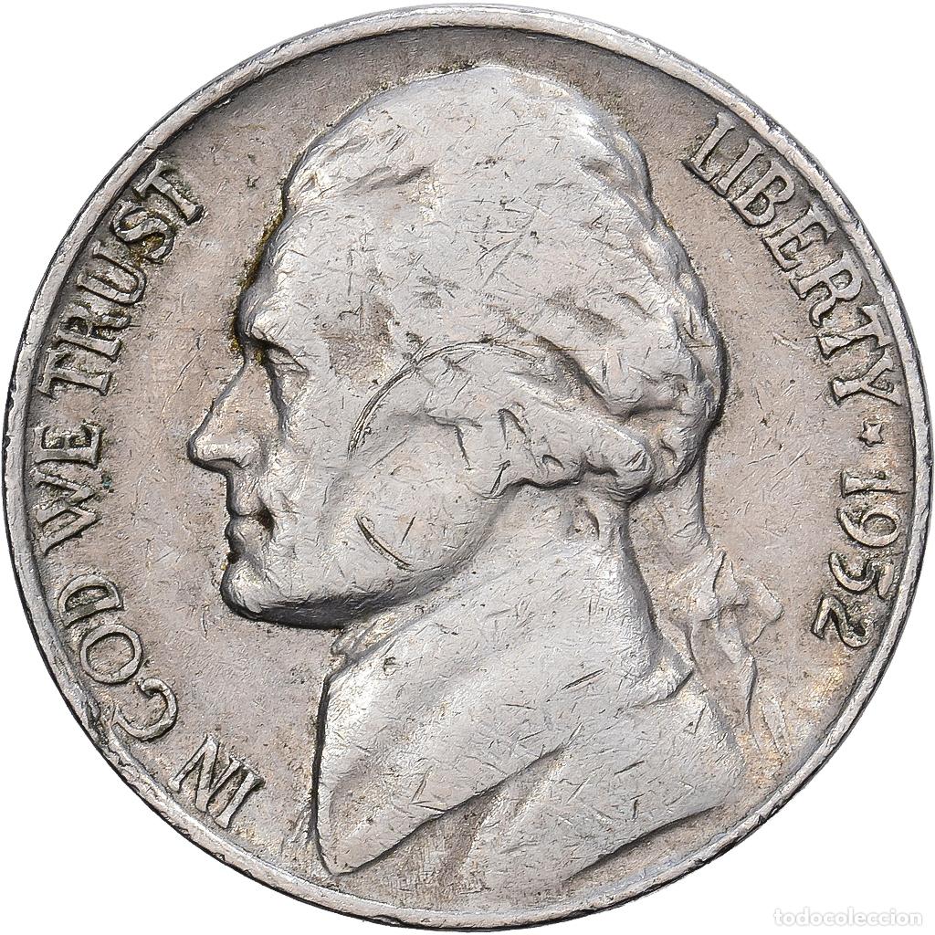 Monedas antiguas de Am&eacute;rica: [#139519] Estados Unidos, 5 Cents, Jefferson, 1952, Denver, Cupronickel, BC+, KM:192