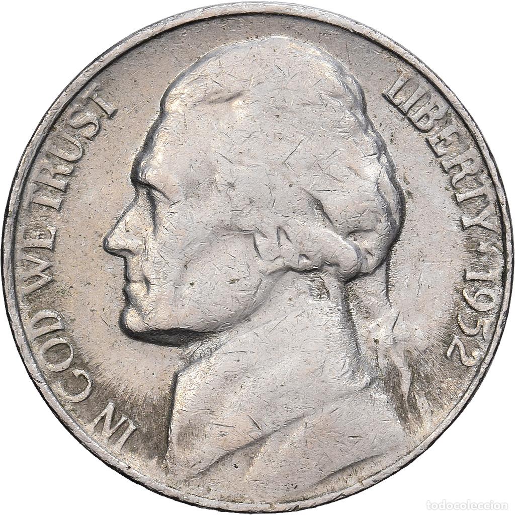 Monedas antiguas de Am&eacute;rica: [#139520] Estados Unidos, 5 Cents, Jefferson, 1952, San Francisco, Cupronickel, BC+