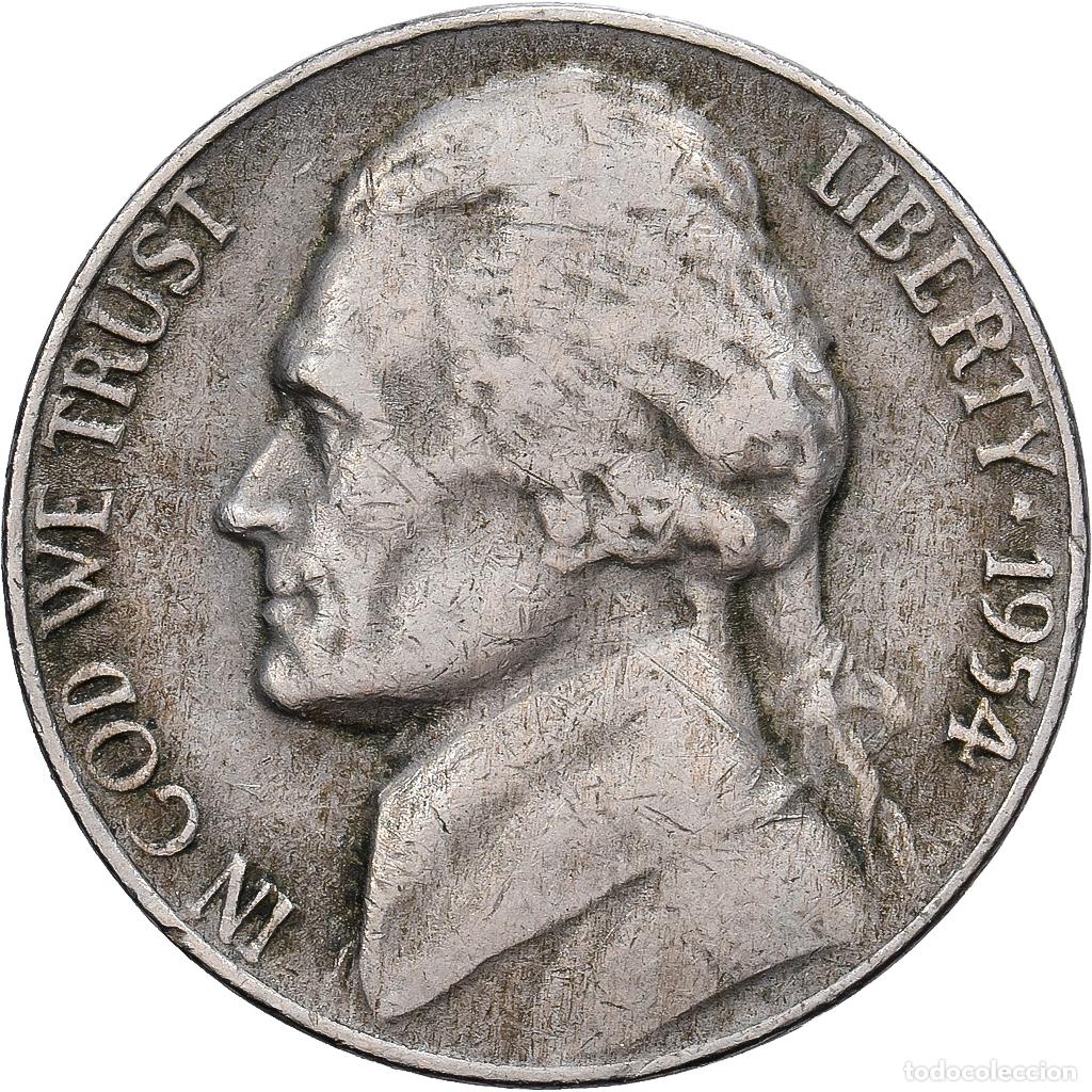 Monedas antiguas de Am&eacute;rica: [#139521] Estados Unidos, 5 Cents, Jefferson, 1954, Philadelphia, Cupronickel, BC+, KM:192