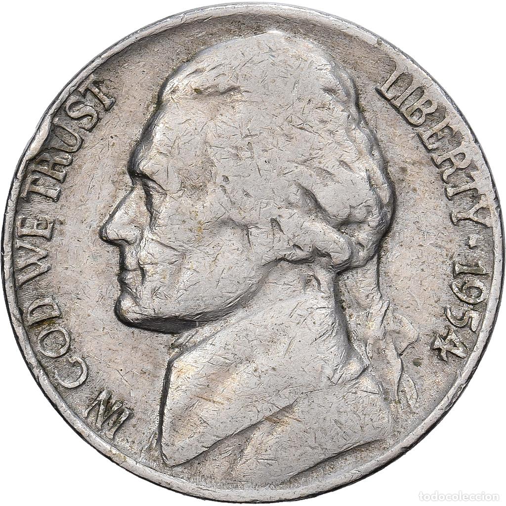 Monedas antiguas de Am&eacute;rica: [#139522] Estados Unidos, 5 Cents, Jefferson, 1954, Denver, Cupronickel, BC+, KM:192