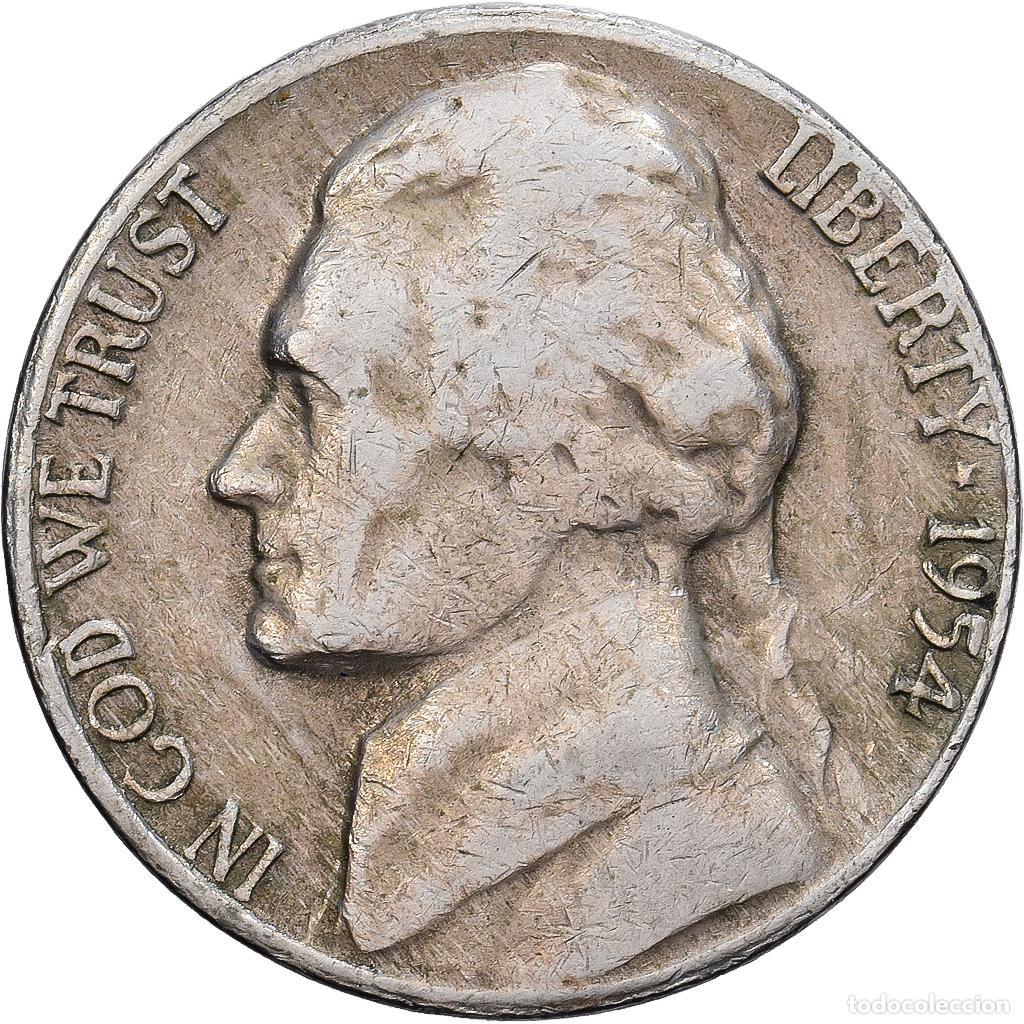 Monedas antiguas de Am&eacute;rica: [#139523] Estados Unidos, 5 Cents, Jefferson, 1954, San Francisco, Cupronickel, BC+