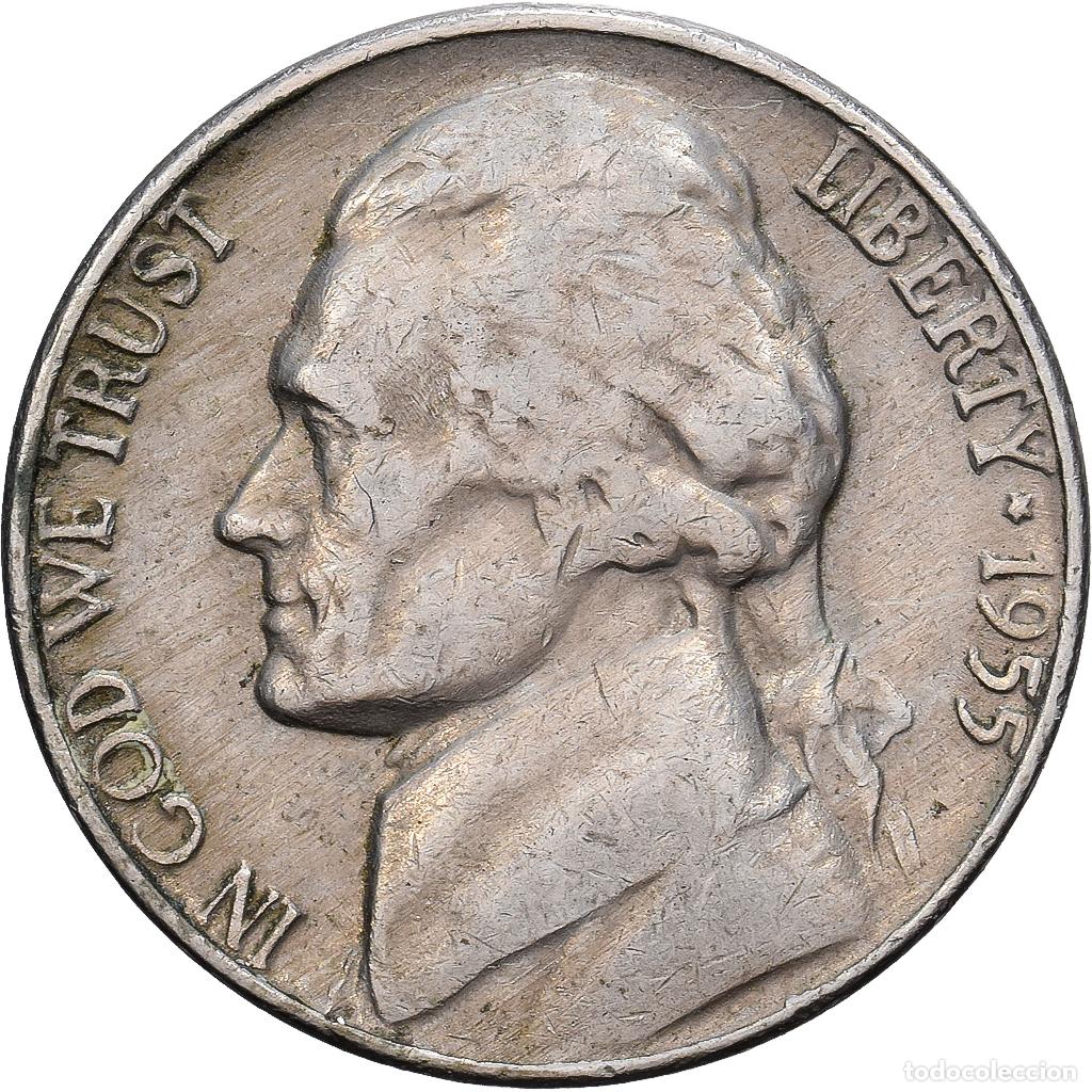 Monedas antiguas de Am&eacute;rica: [#139525] Estados Unidos, 5 Cents, Jefferson, 1955, Denver, Cupronickel, BC+, KM:192