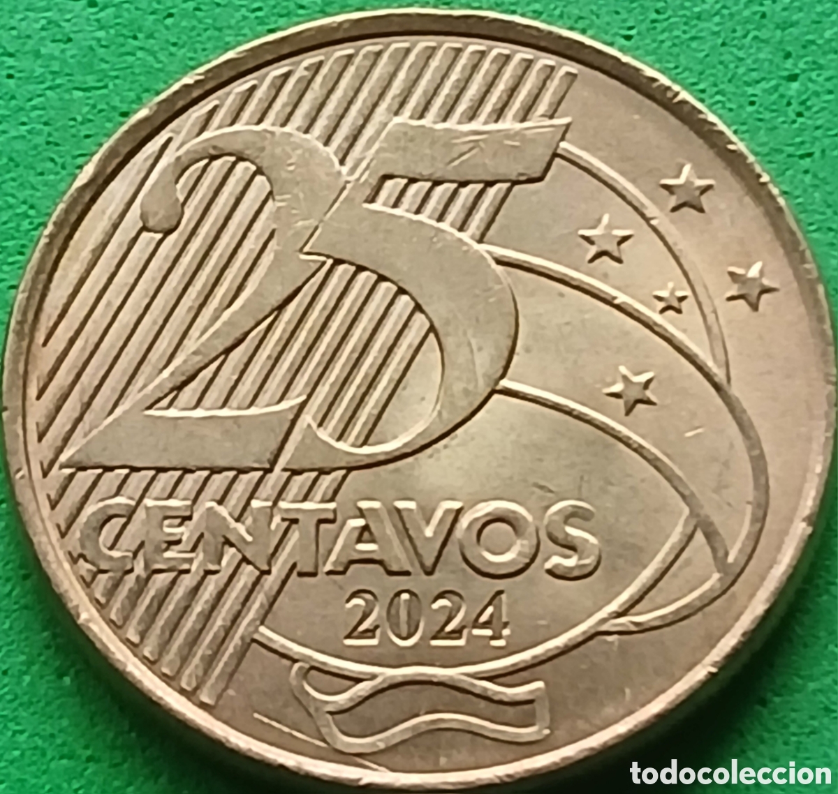 Monedas antiguas de Am&eacute;rica: Brasil 25 centavos 2024 km#650 ESCASA
