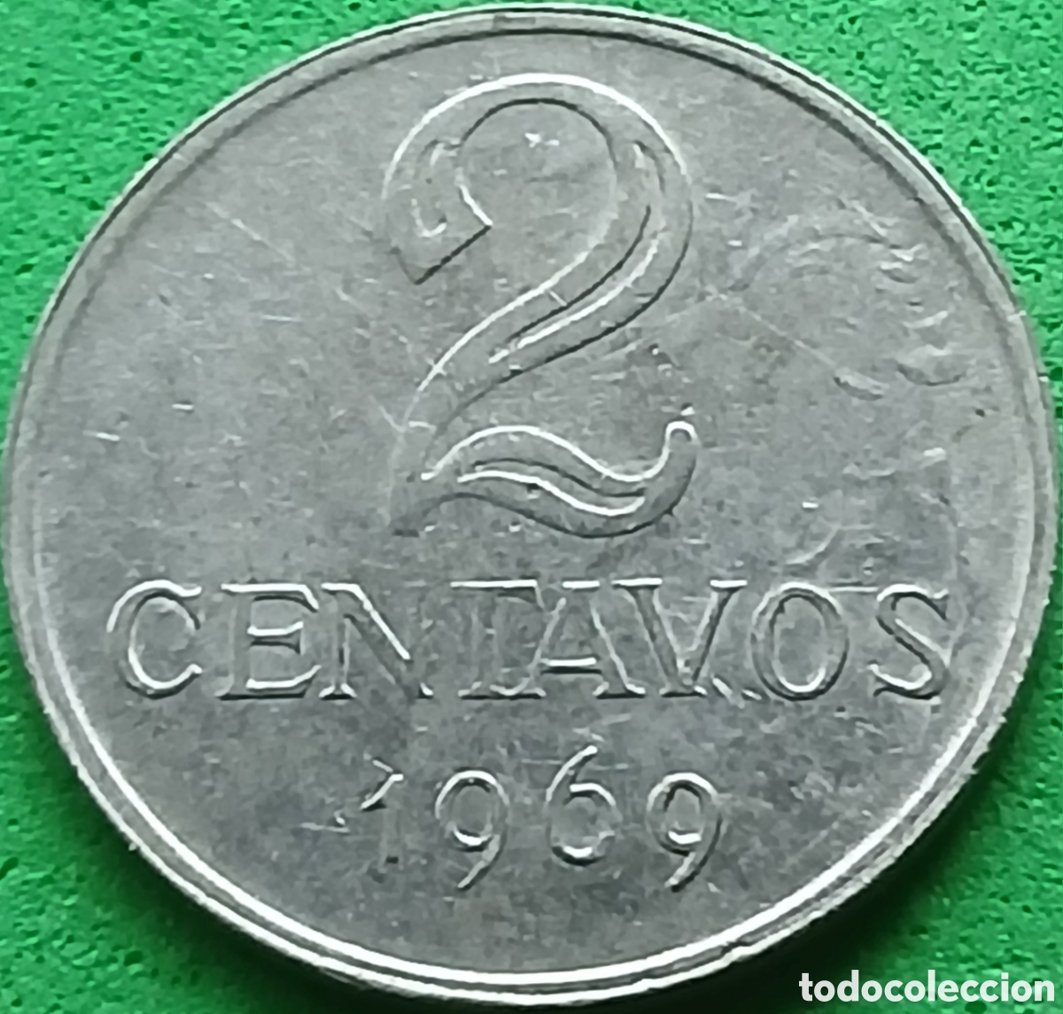Monedas antiguas de Am&eacute;rica: Brasil 2 centavos 1969 km#576.2