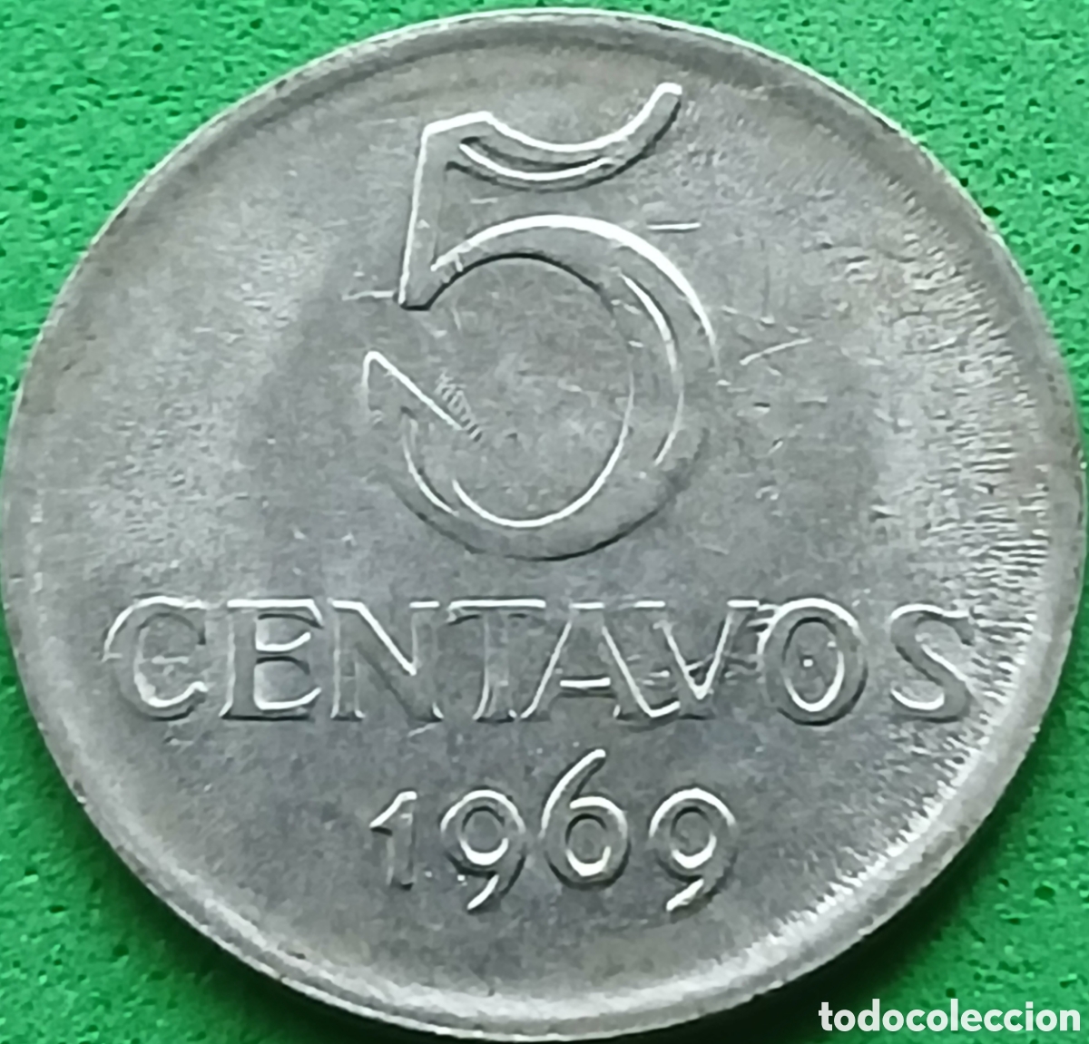 Monedas antiguas de Am&eacute;rica: Brasil 5 centavos 1969 km#577.2