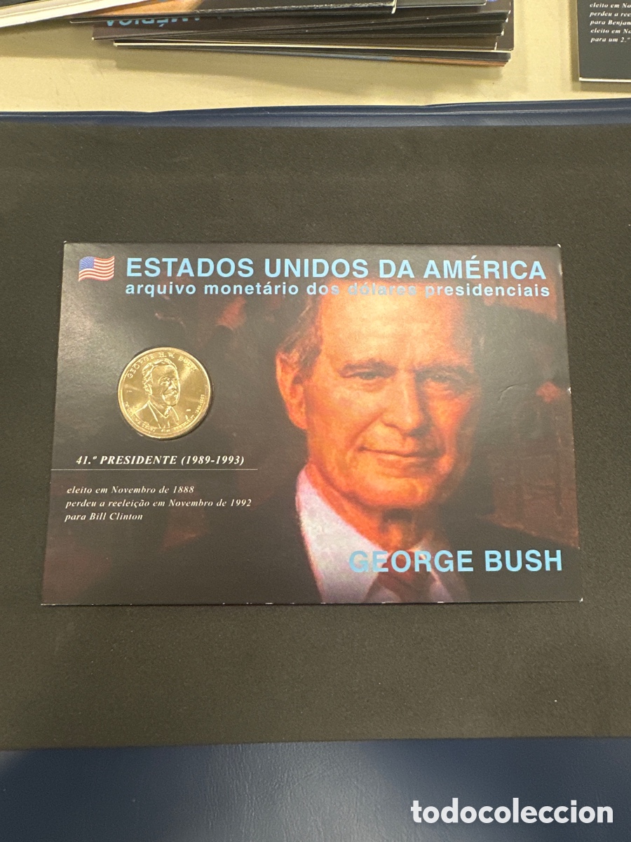 Monedas antiguas de Am&eacute;rica: Moneda de 1 dollar de Estados Unidos presidente George Bush en cartera a&ntilde;o 2020