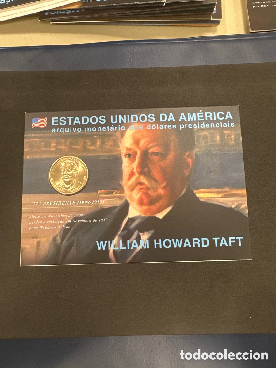 Monedas antiguas de Am&eacute;rica: Moneda de 1 dollar de Estados Unidos presidente william howard Taft en cartera a&ntilde;o 2013