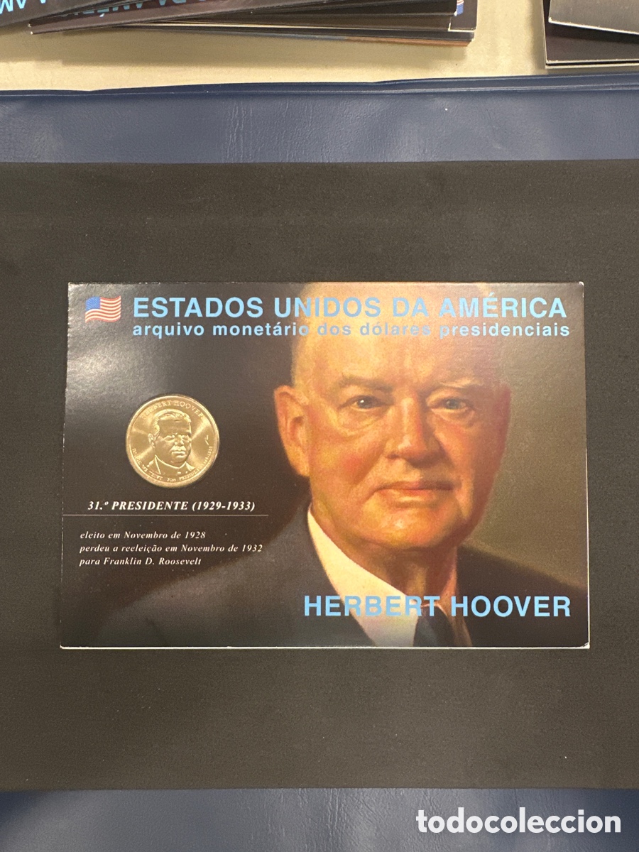 Monedas antiguas de Am&eacute;rica: Moneda de 1 dollar de Estados Unidos presidente Heriberto Hoover en cartera a&ntilde;o 2014