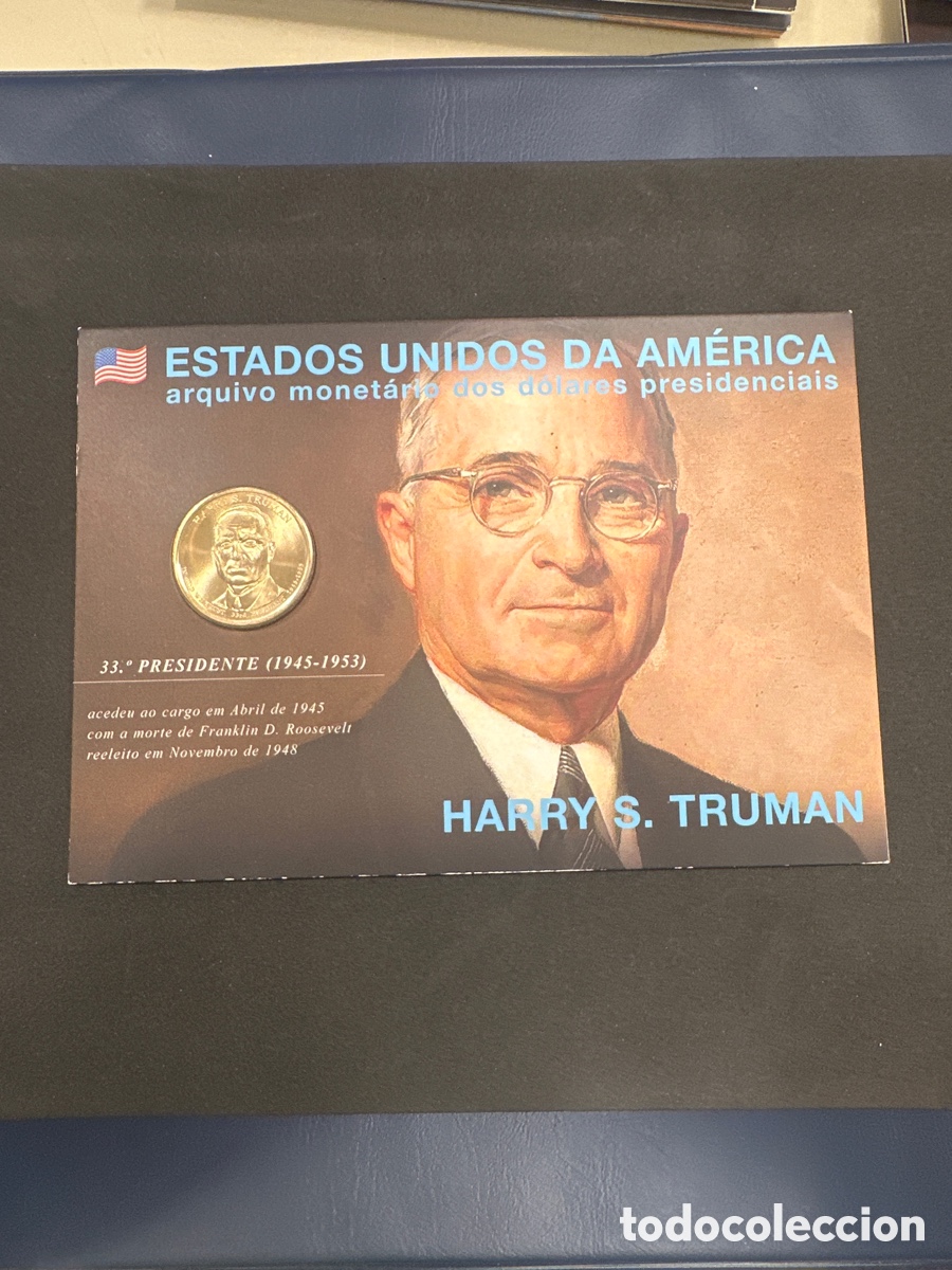 Monedas antiguas de Am&eacute;rica: Moneda de 1 dollar de Estados Unidos presidente Harry S. Truman en cartera a&ntilde;o 2015