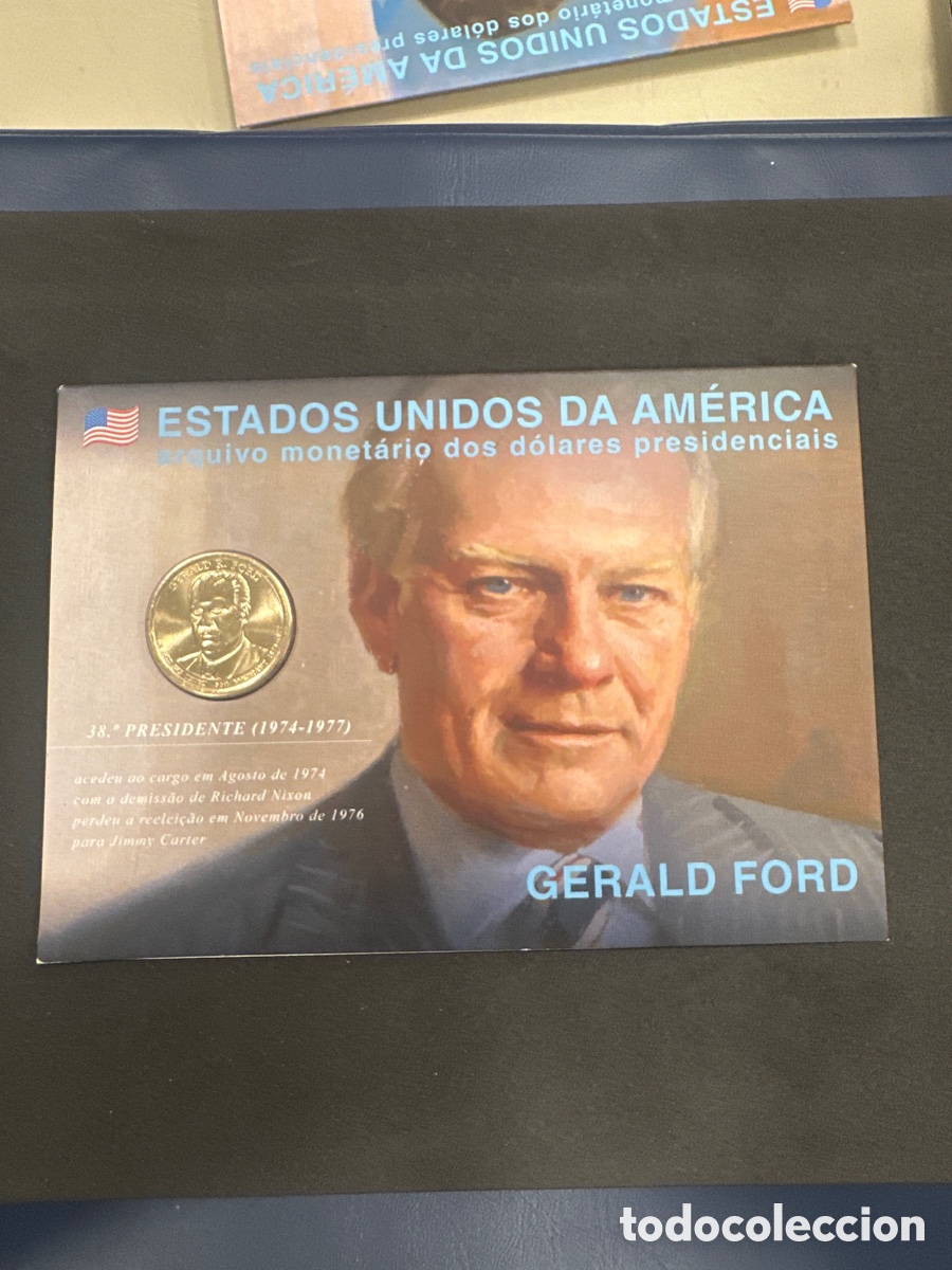 Monedas antiguas de Am&eacute;rica: Moneda de 1 dollar de Estados Unidos presidente Gerald Ford en cartera a&ntilde;o 2016