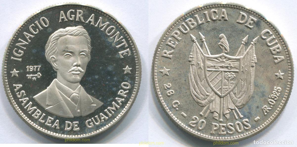 Monedas antiguas de Am&eacute;rica: 2979 CUBA 1977 20 PESOS 1977 IGNACIO AGRAMONTE. ASAMBLEA GUAIMARO